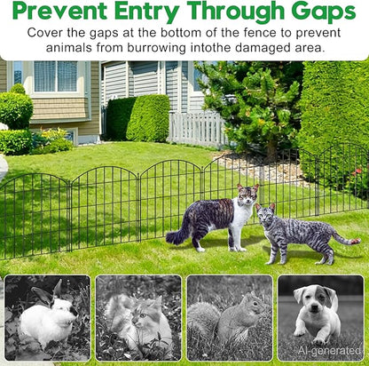 Decorative Garden Fence 24in (H) x16ft (L), Arched Rustproof Metal No Dig Fence for Dogs & Rabbit, Ornamental Animal Barrier for Flower Beds, Border Panels Fencing for Yard & Patio Outdoor Decor