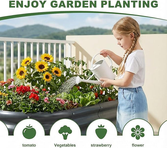 AHEONLAR 3 Pack 4×2×1.5ft Galvanized Raised Garden Bed Outdoor, Sturdy Planter Boxes for Vegetables, Fruits, Flowers and Plants, Easy Assembly, Grey