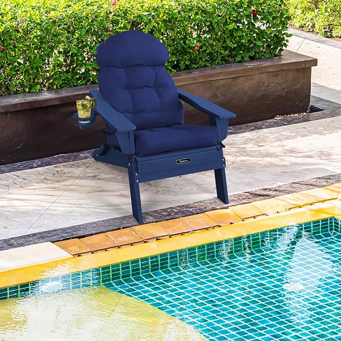 FUNBERRY Adirondack Chair Cushion, Thicken Comfy Cushions for Rocker Non Slip Fade Shield Waterproof High Back with Ties
