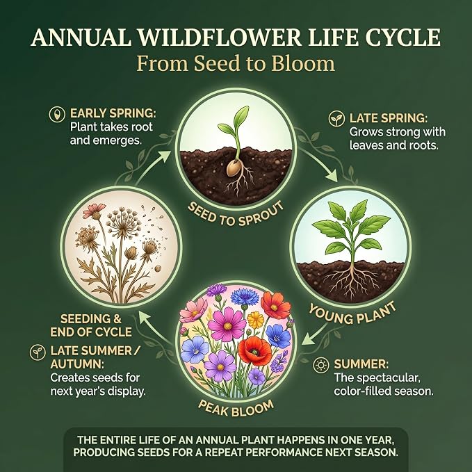 Wildflower Seed Shaker – Annual Mix by GevaGrow | 17 Variety Flower Seeds for Planting in Pots & Outdoor Gardens, Bulk 300,000+ Seeds - 1 Pound Tub