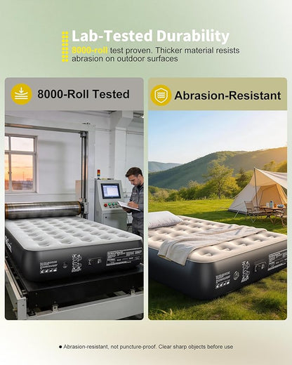 OhGeni Camping Air Mattress Full with Built in Pump, Family Choice Award Winner, 13" Raised Inflatable Blow up Mattress, Portable Foldable Bed with Upgraded Surface for Home & Outdoor, 600lbs