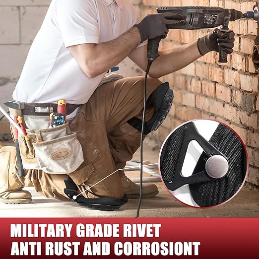 Professional Knee Pads for Work Construction with Heavy Duty Cap Foam Padding Gel Cushion Knee Pads for Men, Comfortable Adjustable Strong Strap, Military Grade Rivet for Flooring Gardening