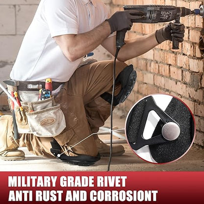 Professional Knee Pads for Work Construction with Heavy Duty Cap Foam Padding Gel Cushion Knee Pads for Men, Comfortable Adjustable Strong Strap, Military Grade Rivet for Flooring Gardening
