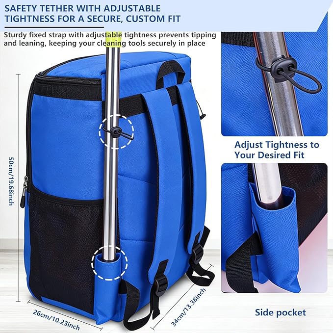 Cleaning Tool Backpack & Belt Set - Large Capacity Multi-Pocket, Durable Reinforced Material, Hands-Free for Housekeepers Cleaners Gardeners | Ideal for Housekeeping Car Cleaning Household Maintenance