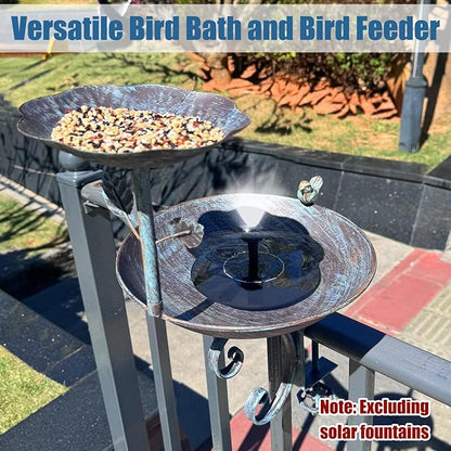 2 in 1 Bird Bath for Deck Railing and Balcony, Bird Feeders for Outdoors with Heavy Duty Clamp, Unique for Outside and Blue Birdfeeder Suitable for Garden Porch Backyard