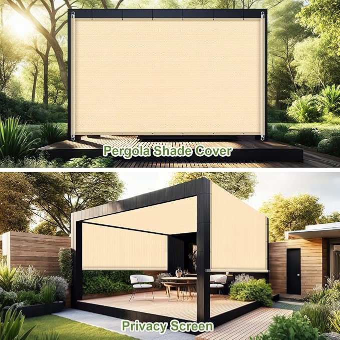 Shade&Beyond 9' W × 26' L Pergola Shade Cover Wheat Pergola Cover Canopy Replacement Shade Cloth for Garden, Patio, Deck, Porch with Grommets and Rods(Make Custom Size)