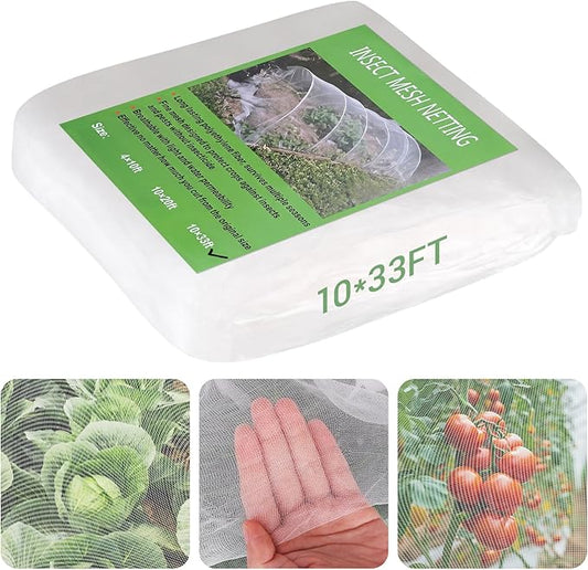 Ultra Fine 10'x33' Garden Netting – No Frame Needed, Easy Install, Pest Barrier & Bird Netting, Plant Cover for Garden, Greenhouse, Patio, Protecting Vegetables, Flowers, Trees