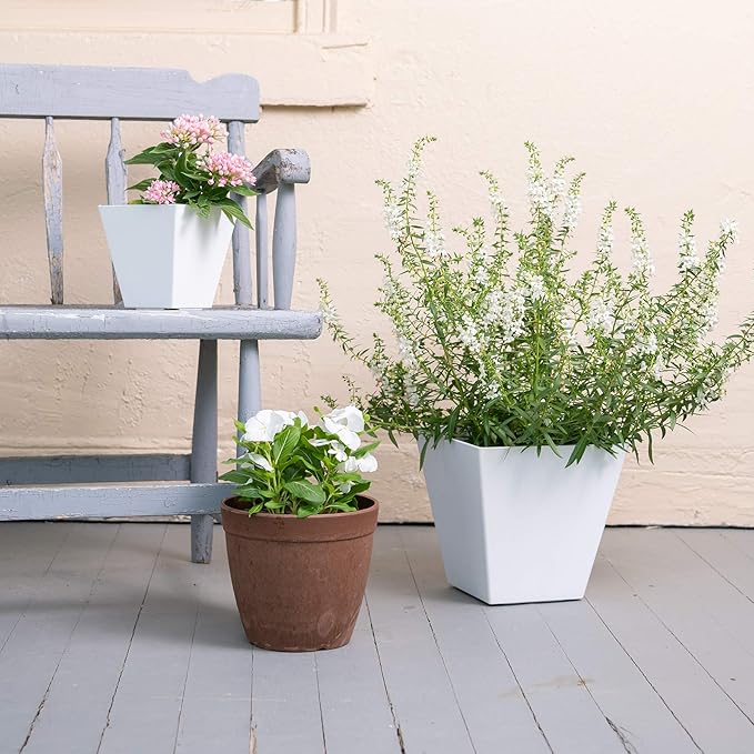 Novelty Artstone 35122 Ella Square Planter, White
