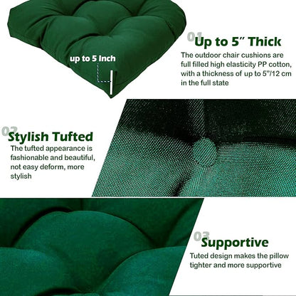 MTMR Water-Repellent Outdoor Chair Cushions Set of 2, 19”X19” Patio Chair Cushions with High Elasticity PP Cotton, Thick Tufted Outdoor Patio Furniture Cushions, Seat Cushions for Outdoor Furniture