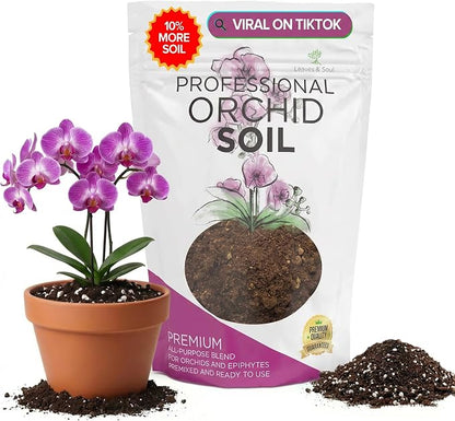 Professional Orchid Soil Mix Large 2.2 Quarts Ready to Use, Premium Potting Soil for Orchids Bromeliads Epiphytic Plants, Fast Draining Blend Lava Calcined Clay Pinebark Indoor Made in USA