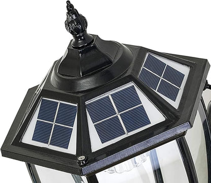 Solar Wall Lamp with Light Sensor,Waterproof Wall Light Outdoor Wall Sconce Led Hexagonal Light Fixture for Wall, Garage, Front Porch,Fence, Yard,Black