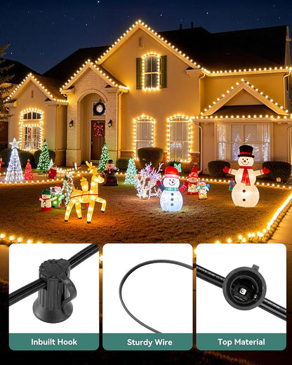 Brightown Commercial 500FT C9 Christmas Stringer Bulk Reel, C9 Light Sockets Set Spool with 12" Spacing, UL Listed Christmas Roof Lights Cord, SPT-1 8-Awg, Black