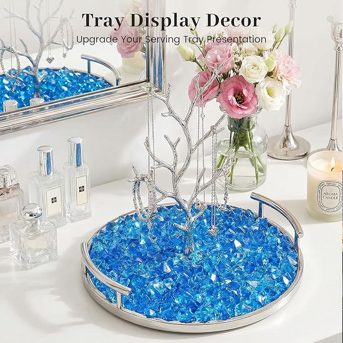 DomeStar Navy Blue Gems Fake Ice Rocks Acrylic Crystal Vase Filler, 150PCS | Catches the light for icy sparkle, 2-cup pack for vases, Candle displays, Table scatter, Wedding centerpieces, DIY decor
