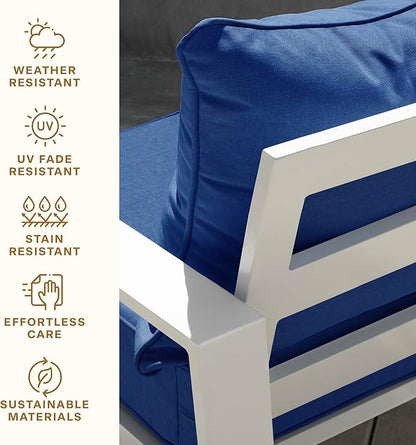 Honeycomb Outdoor Deep Seat, 24 x 23, Textured Solid Sapphire Blue Chair Cushion for Patio Furniture