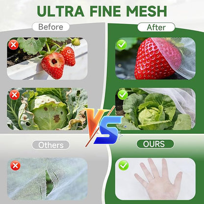 Garden Netting for Raised Beds 2 Pack, Raised Garden Bed Plant Netting Cover Mesh for Garden Protection, Rectangular Bird Netting Pest Barrier Screen Insect Net for Vegetables Fruits, 4x2x1ft, White