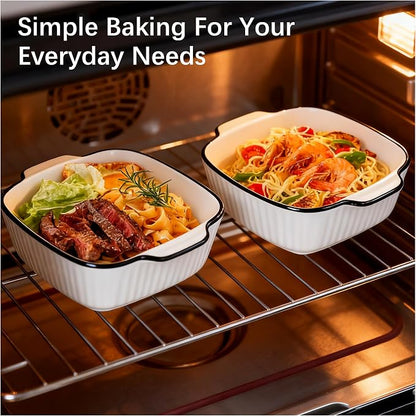 Mini Ceramic Baking Dishes Set Of 4-400ml Small Square Lasagne Dish For Air Fryer, Baking Dish, Pie Dishes For Oven - Small For Lasagne, Tiramisu, Baking Mould