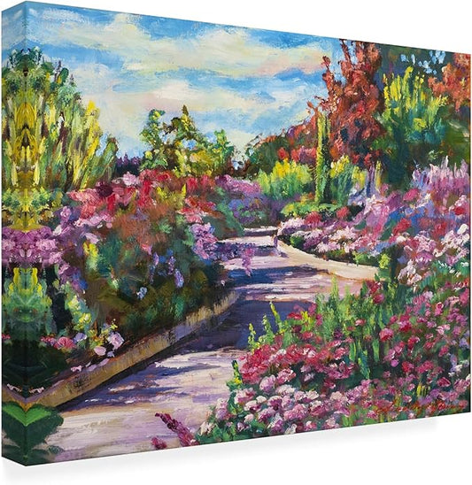 Trademark Fine Art Outdoor Canvas Art - David Lloyd Glover ' WINDING PATH AT ENGLISH GARDEN' Wall Art for Outdoor Spaces, Patios, or Gardens