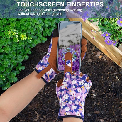 Leather Gardening Gloves for Women Thorn Proof Garden Gloves Touch Screen Working Gloves Gifts,M