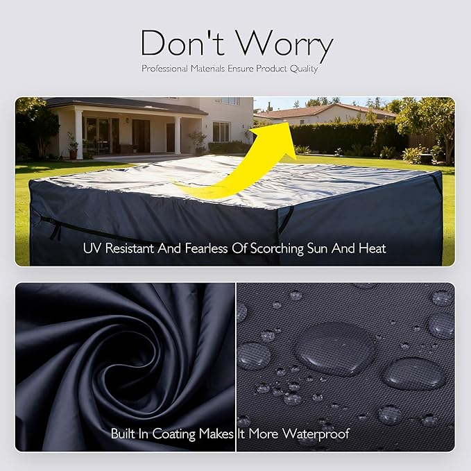Rectangular Patio Furniture Cover with Zipper, Heavy-Duty Tough Canvas Waterproof Outdoor Dining Table and Chairs General Purpose Patio Table Cover (DarkGrey, 126''x72''x28'')