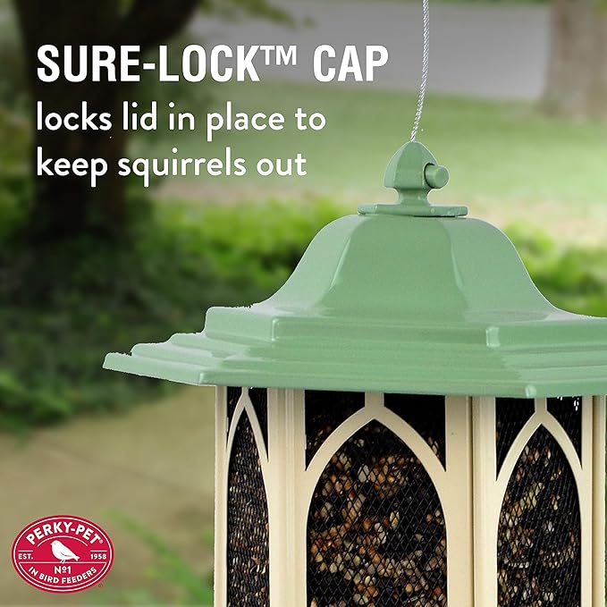 Perky-Pet GAZ01 Pistachio Gazebo Bird Feeder - Metal Bird Feeders for Outside - Outdoor Garden Décor
