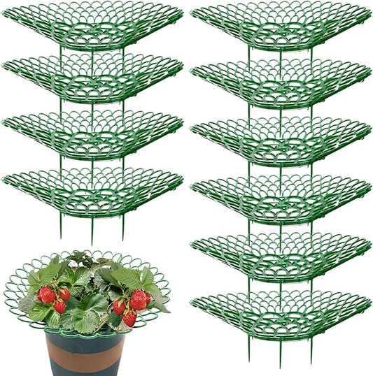 Strawberry Planter, 10PCS Strawberry Plants Support with 3 Sturdy Legs, 10" Dia. Removable Tower, Hollow Holder for Indoor Oudoor, Décor de pelouse
