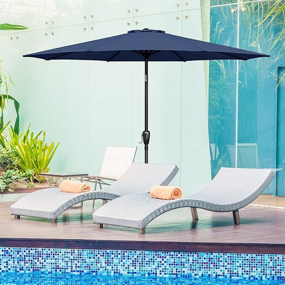 Simple Deluxe 2 Pack 9' Patio Umbrella Replacement Canopy Only Outdoor Table Market Yard Umbrella Replacement Top Cover with 8 Ribs, Dark Blue