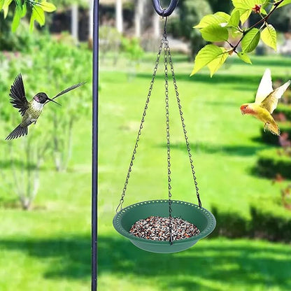 Hanging Bird Feeder Tray with Drainage Holes for Outside Fit Most Seed, Rugged Recycled Plastic Feeding Station, Great for Attracting Wild Birds (12 inch, Green)
