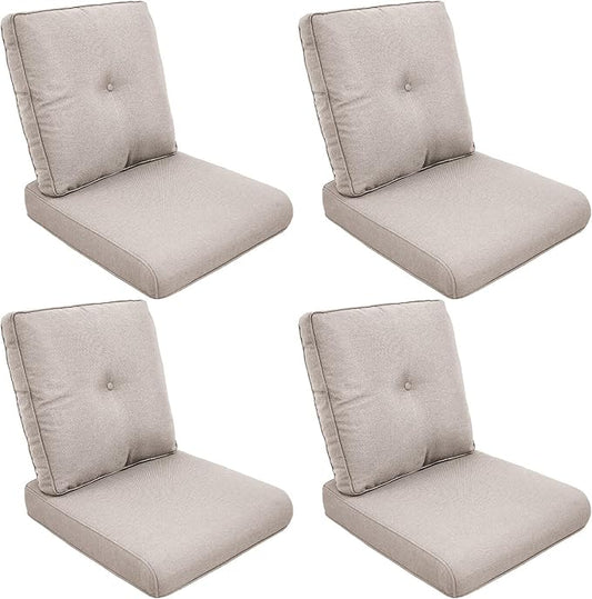 Patio Cushions for Outdoor Furniture - 22" x 25" x 4" UV Resistant Thick Foam Cushions Water Resistant Replacement Cushion for Outdoor Patio Furniture Chair/Sofa/Couch | Beige | 4-Pack |