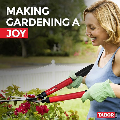 TABOR TOOLS B620A Hedge Shears with Wavy Blade for Trimming Borders, Boxwood, and Bushes, Manual Hedge Clippers with Comfort Grip Handles.
