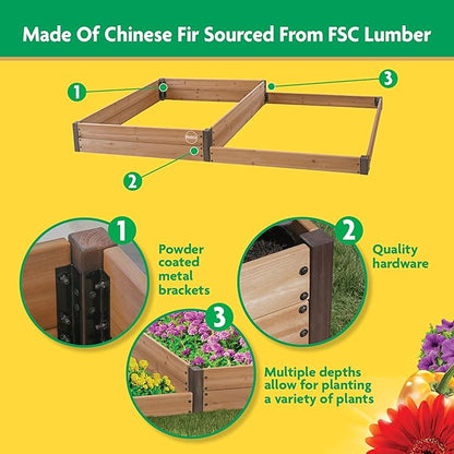 Miracle-GRO 4 x 8 Ft. 2-Tier Wooden Raised Garden Bed, 19.2 Cu. Ft. Above Ground Garden with Powder-Coated Metal Brackets for Decks and Yards