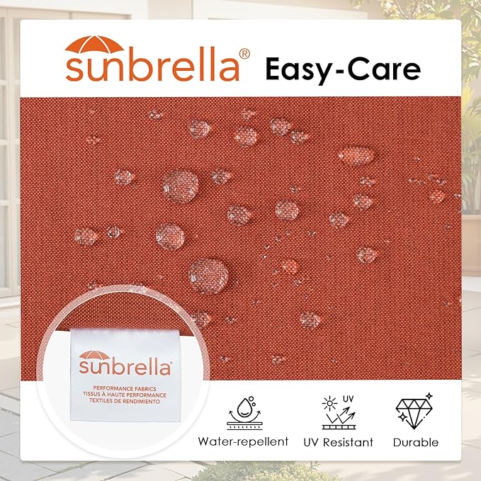Outdoor Sunbrella Cushions for Patio Furniture Set of 2, 24"x24" Water Repellent Chair Cushions Removable Seat Bottom & Back Cushion Covers for Chair, Sofa, Couch, Spectrum Grenadine