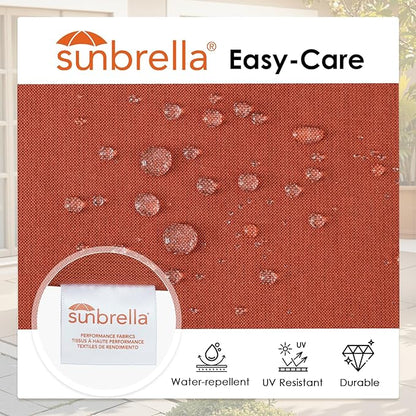 Outdoor Sunbrella Cushions for Patio Furniture Set of 2, 24"x24" Water Repellent Chair Cushions Removable Seat Bottom & Back Cushion Covers for Chair, Sofa, Couch, Spectrum Grenadine