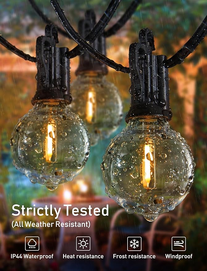 Brightown Outdoor String Lights, 200 FT(100FT*2) Globe Patio Lights with 100 G40 Shatterproof Bulbs, Waterproof Connectable Commercial Hanging Light for Backyard Bistro Porch Cafe