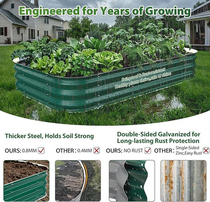 Galvanized Raised Garden Bed, 4x4 ft Heavy Duty Metal Planter Box for Vegetables, Flowers & Herbs, 12" Raised Outdoor Modular Gardening Bed, Above Ground Growing Container, Easy Assembly, Green