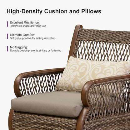PURPLE LEAF Patio Swivel Dining Chairs Set of 4 Modern Wicker Outdoor Dining Chairs with Thick Cushions and Soft Pillows All Weather Aluminum Patio Chairs for Garden Porch Lawn