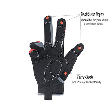 HANDLANDY Work Gloves Men & Women, Utility Safety Working Gloves Touch Screen, Flexible Breathable Yard Work Gloves (Extra Large, Red)