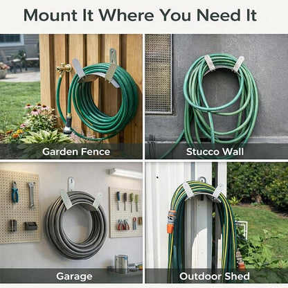 Gardzen 304 Stainless Steel Garden Hose Holder, Heavy Duty Wall Mounted Hanger, Rust-Resistant Outdoor Storage Rack for Backyard, Fence, Garage & Shed