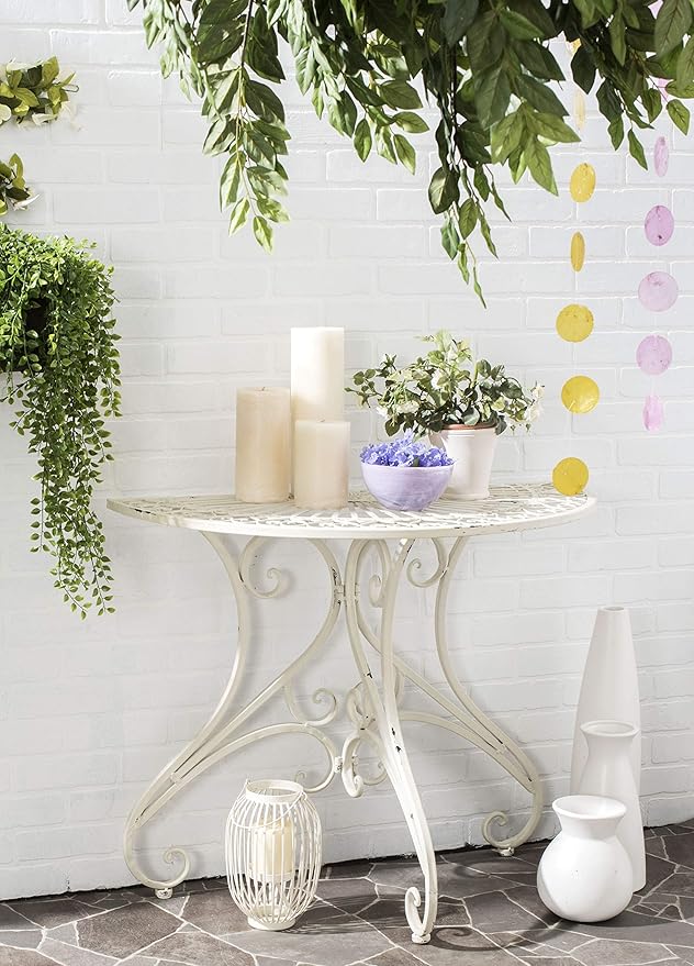 SAFAVIEH Outdoor Collection Annalise Antique White Accent Table