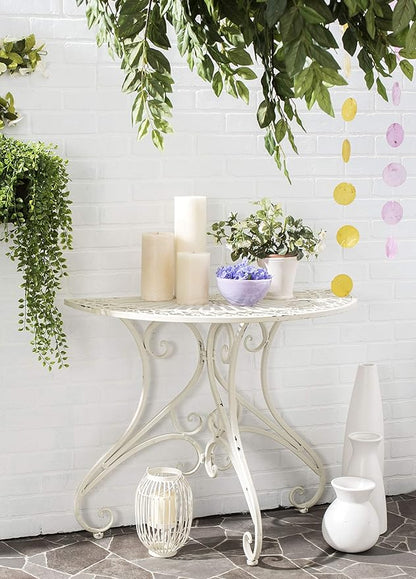 SAFAVIEH Outdoor Collection Annalise Antique White Accent Table