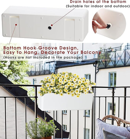 Elongated Self Watering Planter Pots Window Box 5.5 x 16 inch Indoor Home Garden Modern Decorative Planter Pot for All House Plants Flowers Herbs (White,1-Pack)