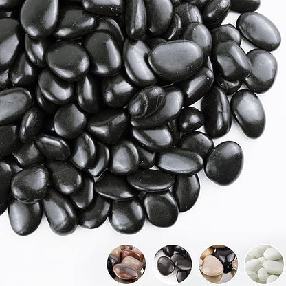 40lbs Black Pebbles for Landscaping, 1-2Inch Natural River Rocks for Aquarium, High Polished Decorative Stones for Vase Filler Fish Tank Gardening
