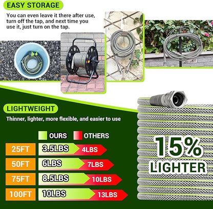 100 FT Non-Expandable Garden Hose – Heavy Duty Water Hose for Large Properties & Extended Reach, 1/2" ID, 3/4" Swivel Fittings, Kink & Leak Resistant