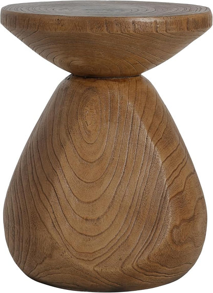 Christopher Knight Home Yone MGO Outdoor Side Table with Wood Grain Finish, Lightweight Concrete Accent Table for Indoor/Outdoor Usage, Small End Table with Waterdrop-Shaped Base, No Assembly, Wood