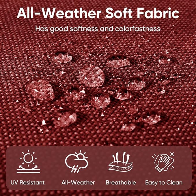 Patio Chair Cushions 6 Packs - Outside High Back Thick Water-Resistant Cushion 22x24 with Zipper Cover for Outdoor Glider Rocking Chairs Loveseat 3-Seater Couch Sofa – Red/Buckle