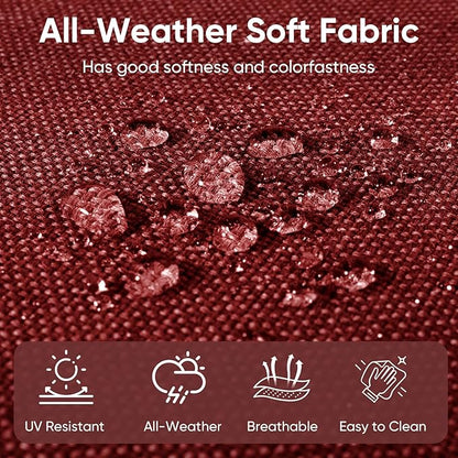 Patio Chair Cushions 5 Packs - Outside 22x24 High Back Water-Resistant Cushion with Zipper Cover for Outdoor Glider Rocking Chairs Loveseat 3-seat Couch Sofa – Red/Buckle