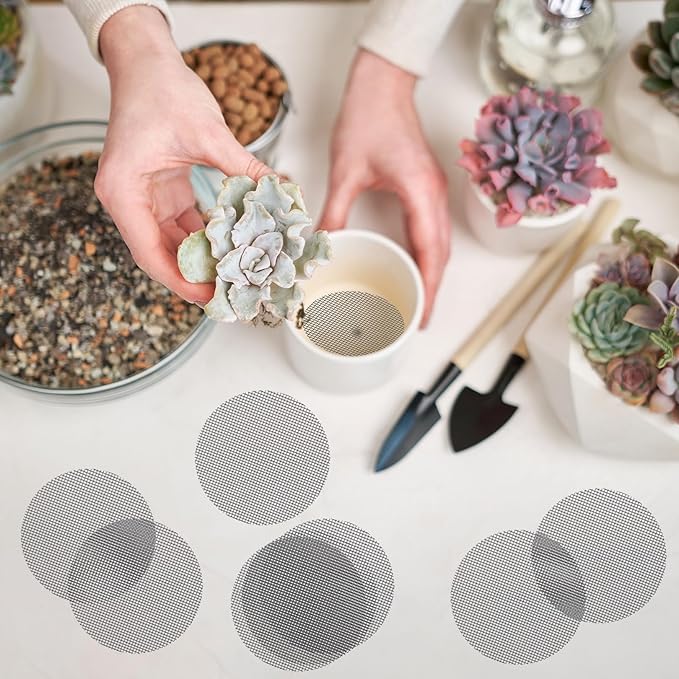 Bonsai Mesh for Plant Pot Drainage Screen 3 Inch, 50 Pcs Plastic Round Flower Pot Hole Mesh Screen Cover Pad, Planter Bottom Drainage Inserts Grid Mat for Potted Succulent