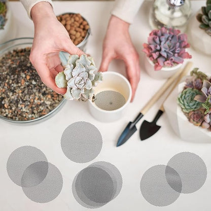 Bonsai Mesh for Plant Pot Drainage Screen 3 Inch, 50 Pcs Plastic Round Flower Pot Hole Mesh Screen Cover Pad, Planter Bottom Drainage Inserts Grid Mat for Potted Succulent