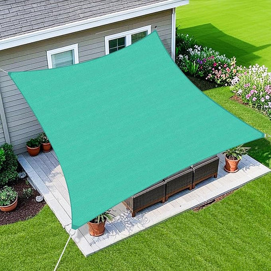 Amagenix Sun Shade Sail 20'X20' Curved Edge Outdoor Shade Canopy Turquoise Breathable 95% UV Block Shade Cloth for Patio Garden Backyard (We Make Custom Size)