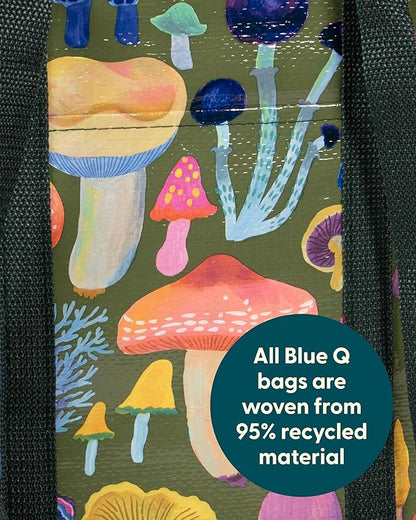 Blue Q Reusable Shoulder Tote Bag – Carry Everywhere Bag with a Hefty Zipper, Durable, Fun Design, 95% Recycled Material