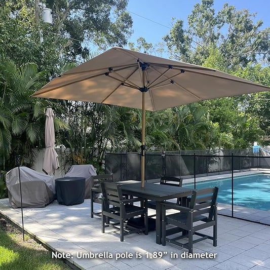 PURPLE LEAF 10' x 10' Square Patio Umbrella Outdoor Table Umbrella Aluminum Market Umbrella with 8 Sturdy Ribs & Crank Outdoor Umbrellas for Garden Deck Patio, Taupe